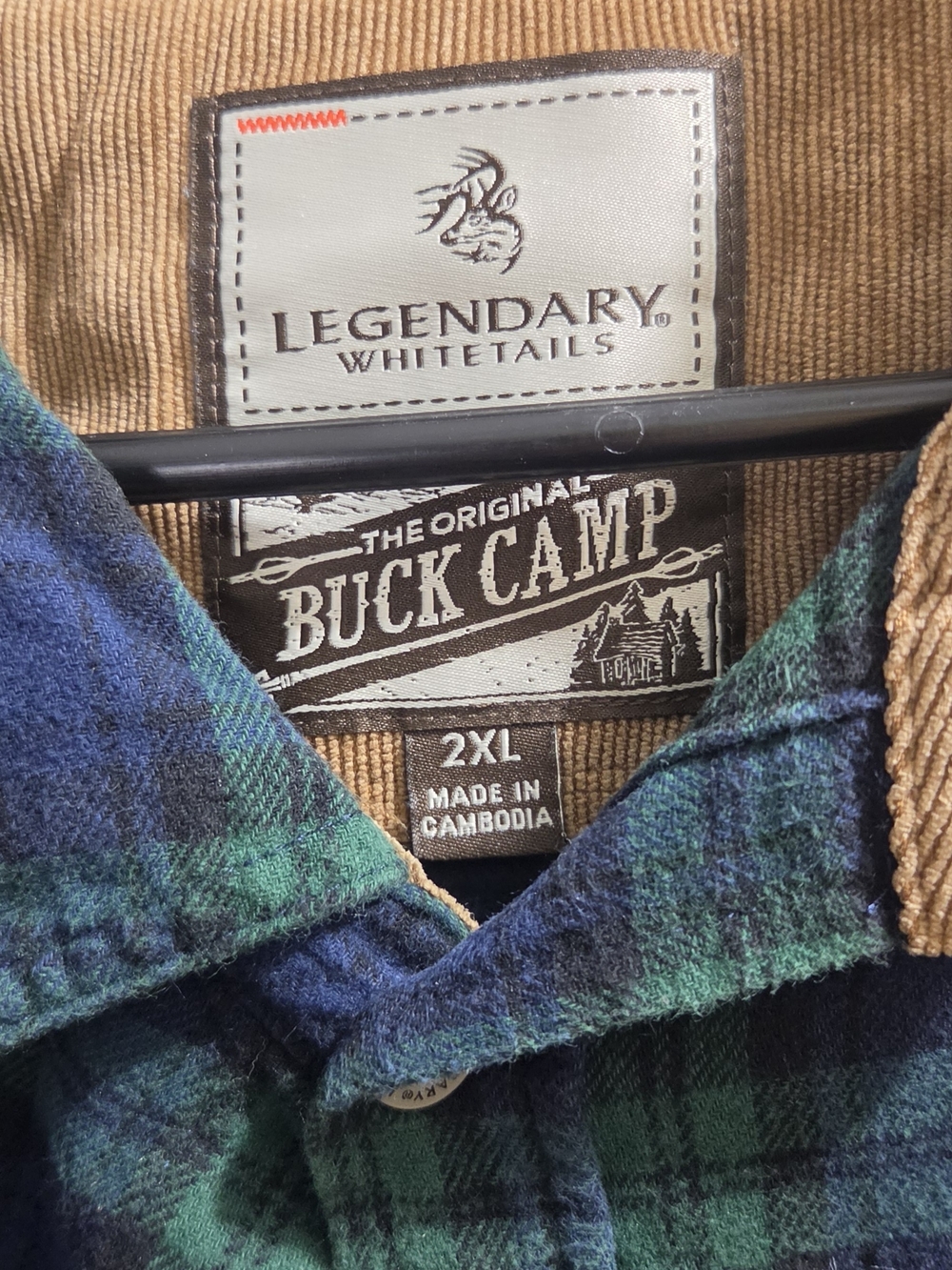 Legendary Whitetails Men's Buck Camp Green Plaid Flannel Jacket - 2XL
